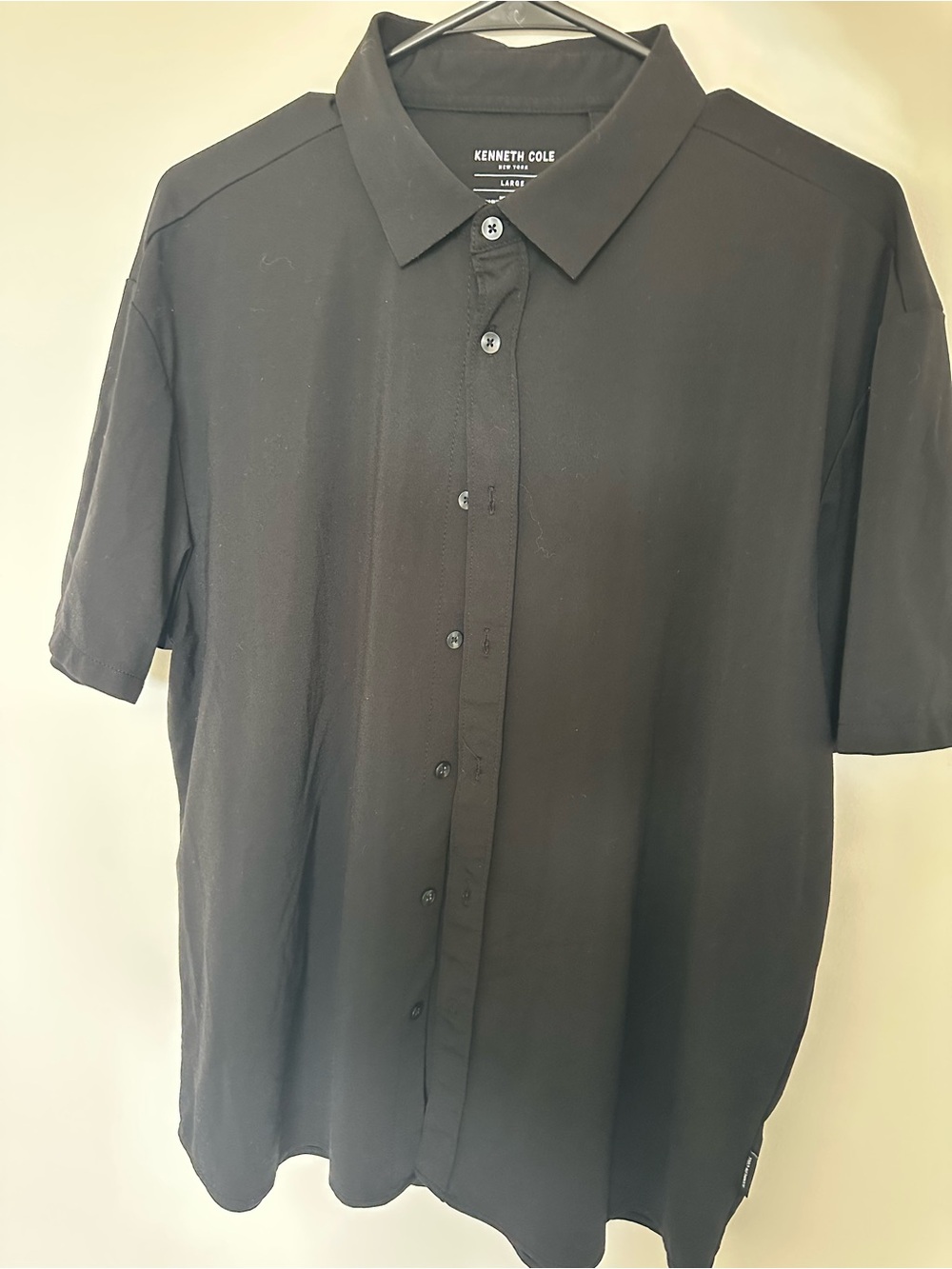 Kenneth Cole Men's Black Short Sleeve Button-Down Shirt